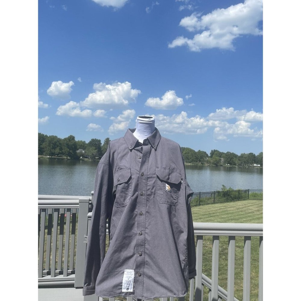 Carhartt Men meets NFPA Requirements Long Sleeve Sz L Gray READ Flame Resistant
